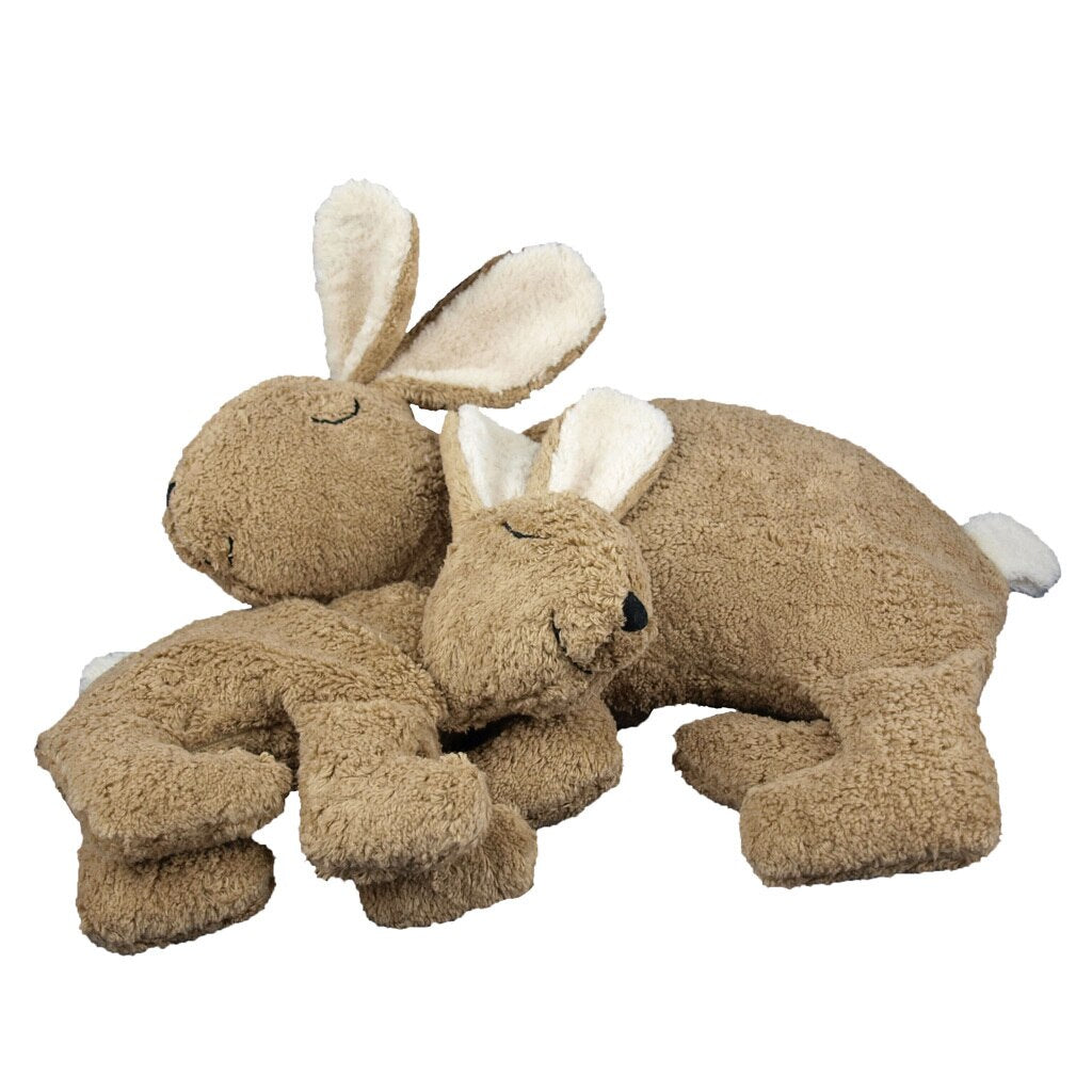 cuddly beige rabbit with warming inlet