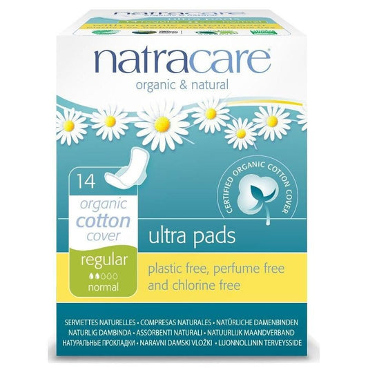 NatraCare Organic Cotton Ultra Pads with Wings, Regular 14 ct