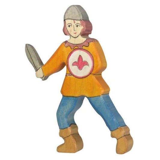 Holztiger youth with orange shirt, sword & shield