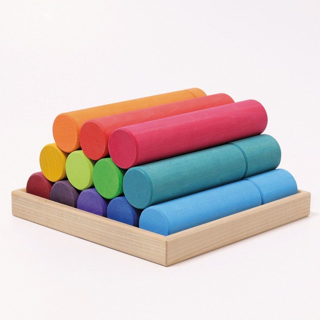 Grimm’s building rollers, rainbow large 25 pcs