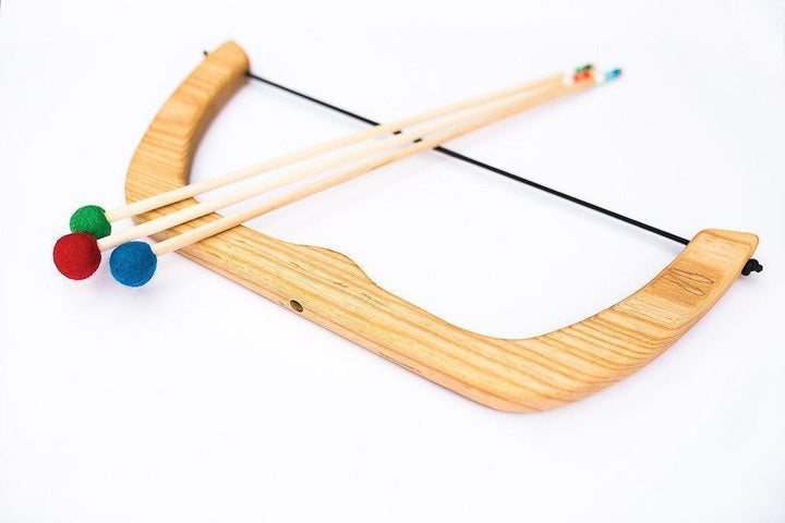 large wooden bow &amp; arrow set