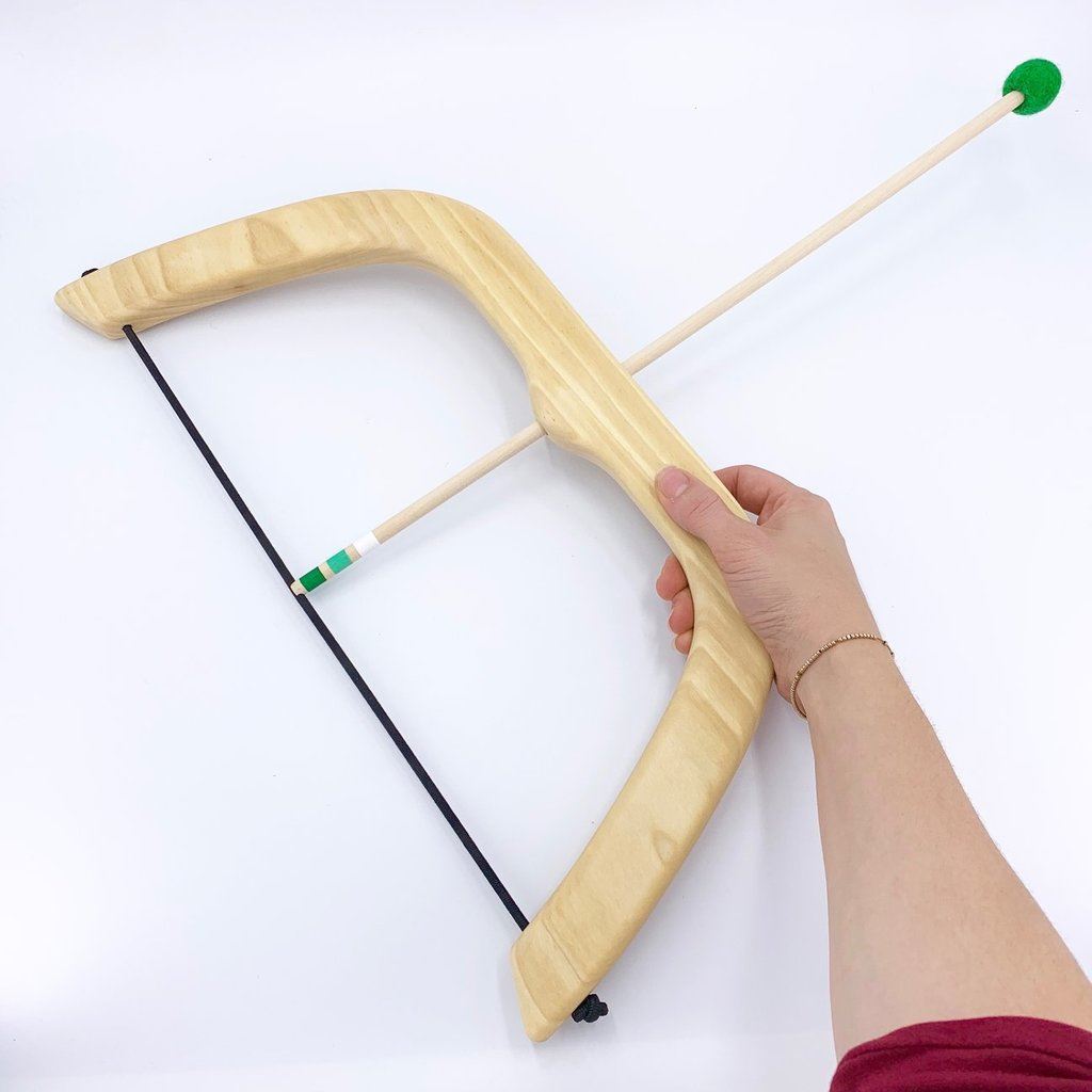 large wooden bow &amp; arrow set