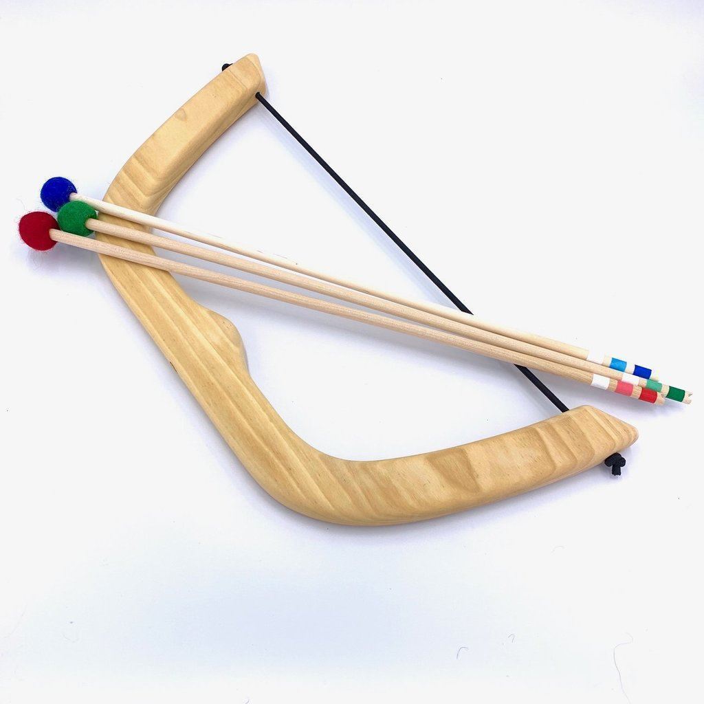 large wooden bow &amp; arrow set