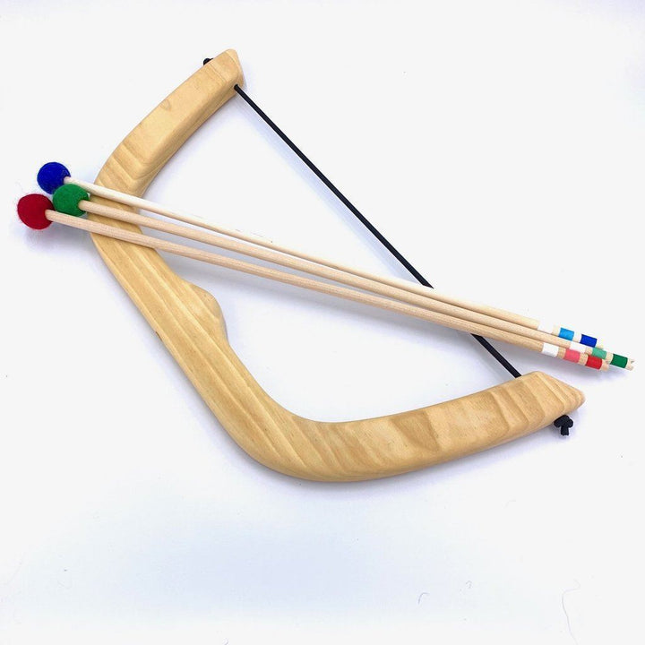 large wooden bow &amp; arrow set
