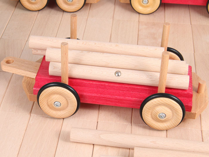wooden railroad train add-on log car