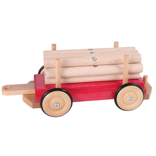 wooden railroad train add-on log car