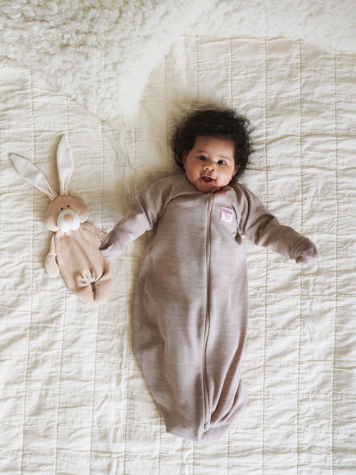 organic merino wool sleepsack with arms, sand
