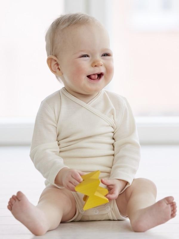 silkwool blend long-sleeved baby bodysuit