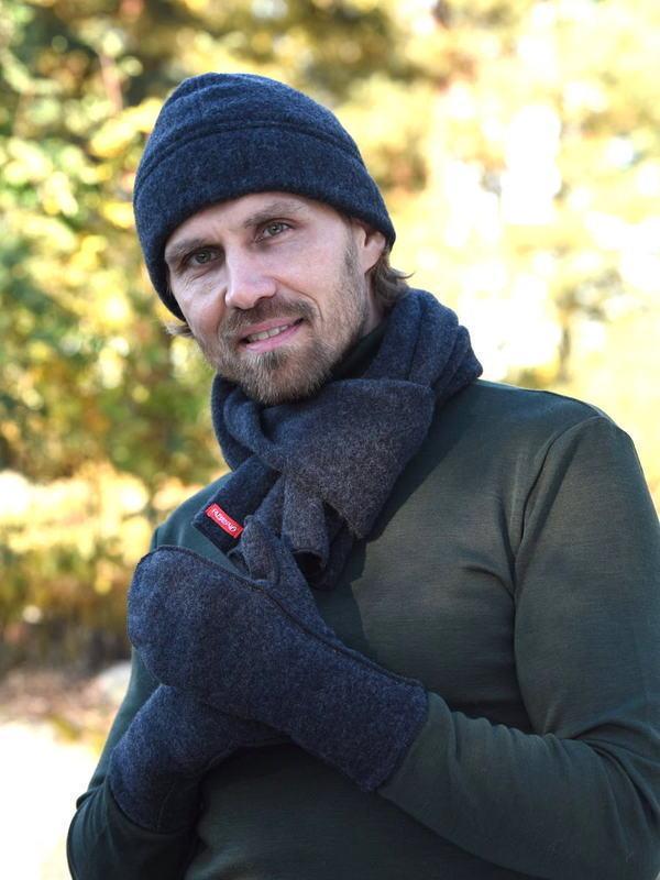 Ruskovilla wool fleece scarf, anthracite