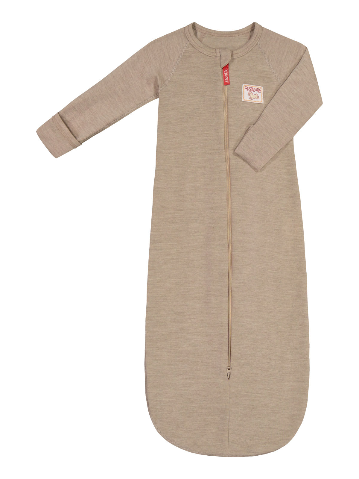 organic merino wool sleepsack with arms, sand