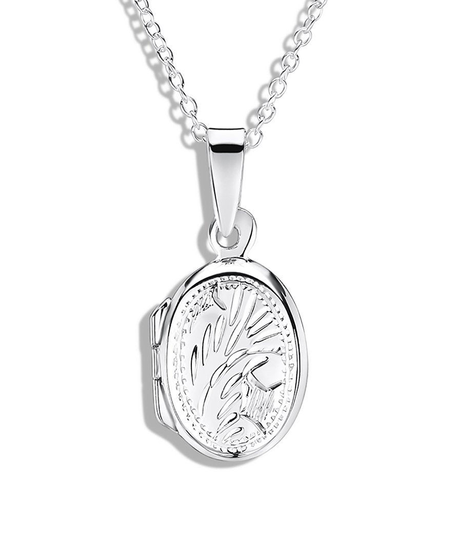 sterling silver oval photo locket necklace